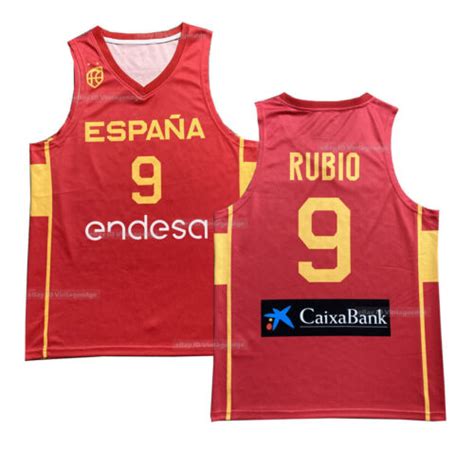 Throwback Ricky Rubio 9 Espana Basketball Jersey Red Custom Names Ebay