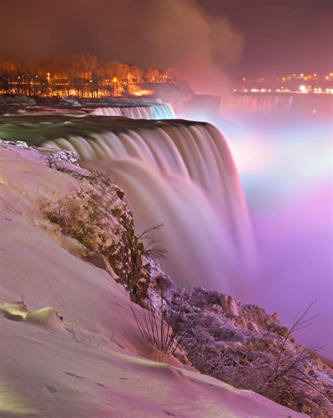 Niagarafalls Winter Prospectpointviewatnight Great Lakes And