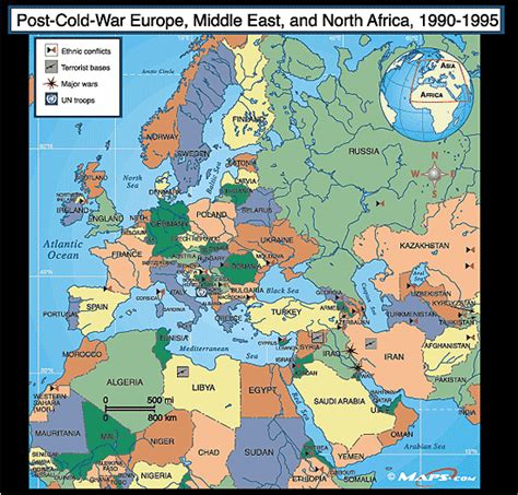 Post Cold War Europe Middle East And North Africa Map 1990 1995 By