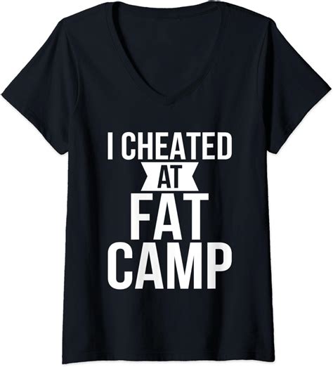 Womens I Cheated At Fat Camp Funny Workout Exercise V Neck T Shirt