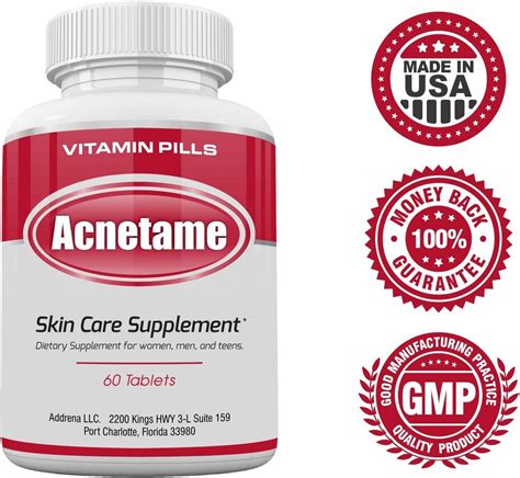 Acnetame Vitamin Supplements For Acne Treatment 60 Natural Pills