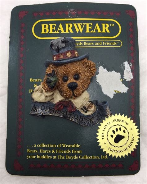 Vintage Boyds Bears And Friends Bearwear Collectible Resin Brooch Pin