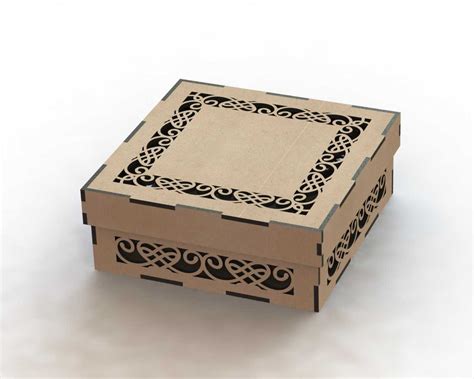 Cnc Laser Cut Wooden Gift Box Lid Template Free DXF File For Free