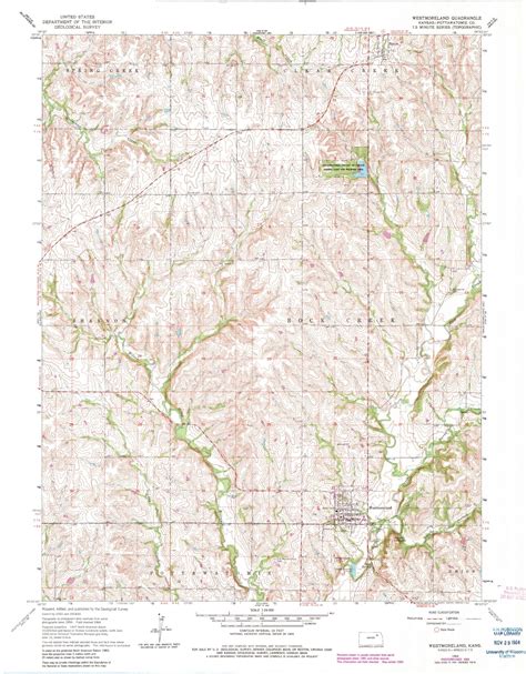 Classic USGS Westmoreland Kansas 7.5'x7.5' Topo Map – MyTopo Map Store