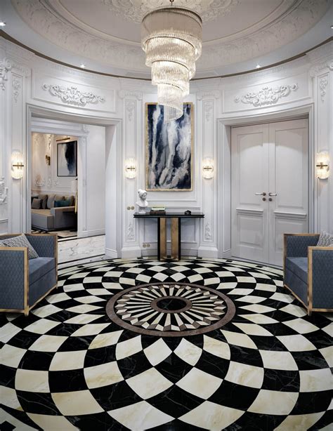 Contemplate A Neoclassical Interior Design With Massive Chandeliers