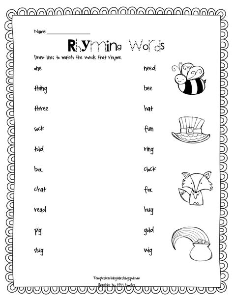 Free Rhyming Worksheets Kindergarten Worksheet For Kindergarten