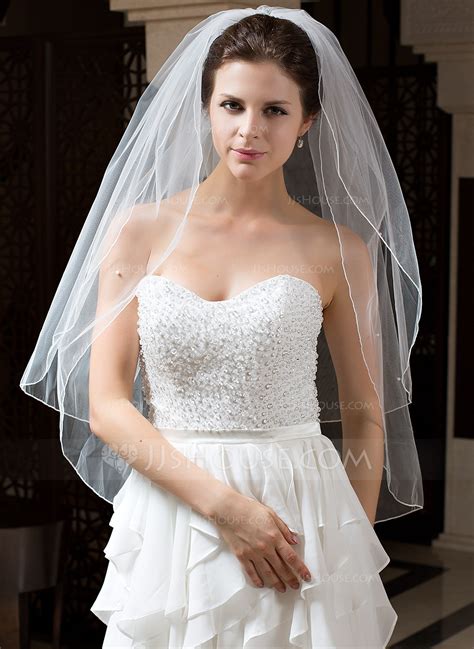 Two Tier Waltz Bridal Veils With Pencil Edge 006035739 Wedding