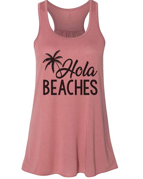 Womens Cute Vacation Hola Beaches Soft Bella Tank Top Summer Tank