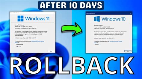 Downgrade Windows 11 To 10 After 10 Days Rollback To Windows 10 From