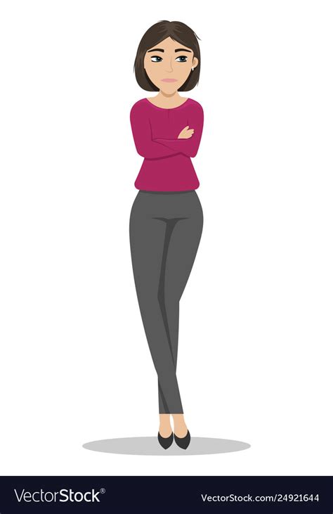 angry girl crossed her arms royalty free vector image