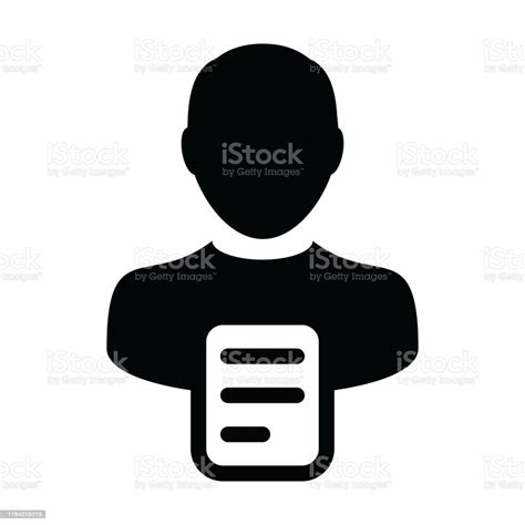 User Icon Vector Male Profile Avatar With Document Symbol In A Glyph