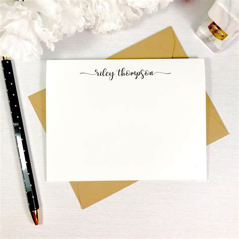Personalized Note Card Set Script Personalized Stationery Etsy