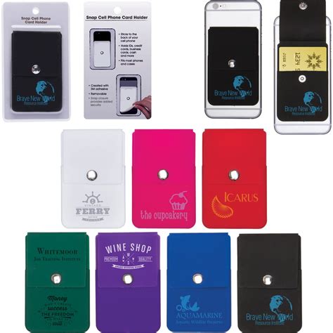 100 Qty Snap Cell Phone Card Holders With Packaging Printed With