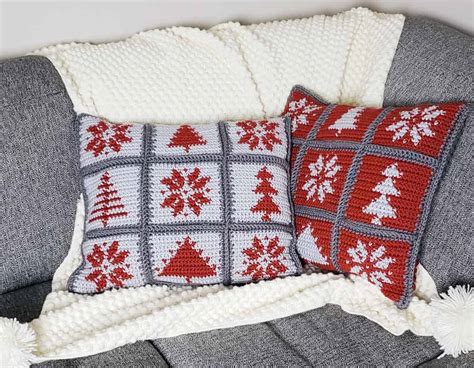 Modern Hygge Pillows Free Christmas Tapestry Crochet Pattern