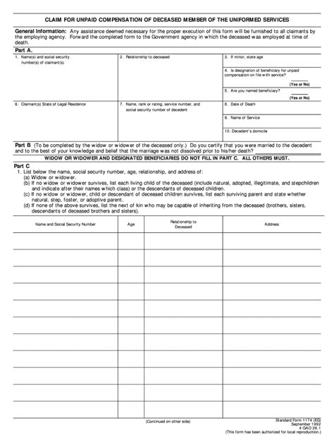 Sf 1174 Instructions 1992 2024 Form Fill Out And Sign Printable Pdf