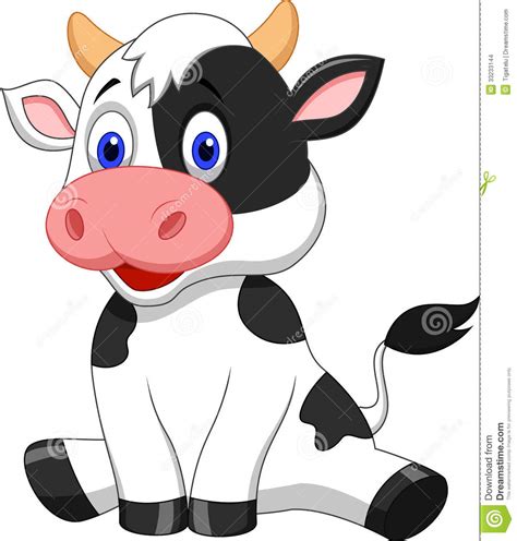 Cute Cow Cartoon Sitting Stock Vector Image Of Character