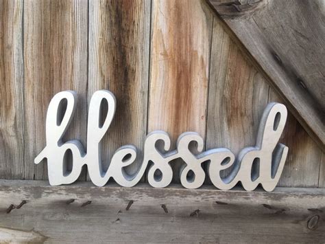 Wood Blessed Sign Script Font Unfinishedpainted Etsy