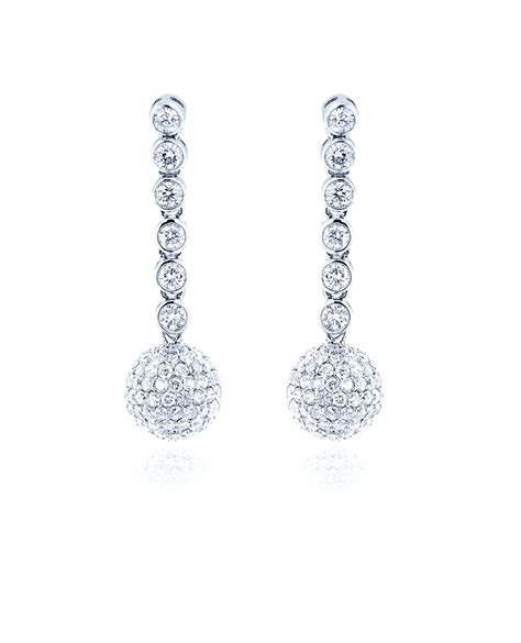 Pave Diamond Ball Earring Drops South Bay Jewelry