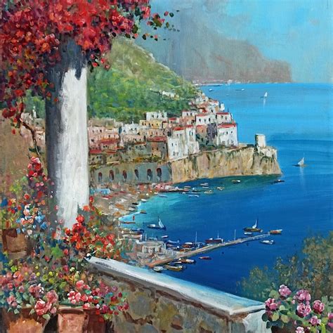 Amalfi Coast Oil Painting Etsy