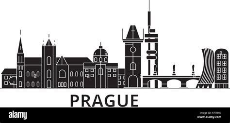 Prague Architecture Vector City Skyline Travel Cityscape With