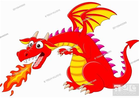 Cartoon Red Dragon Spitting Fire Stock Vector Vector And Low Budget