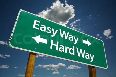 Easy Way Hard Way Green Road Sign Stock Image Colourbox