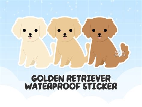 Golden Retriever Die Cut Sticker Kawaii Chibi Waterproof Etsy Uk