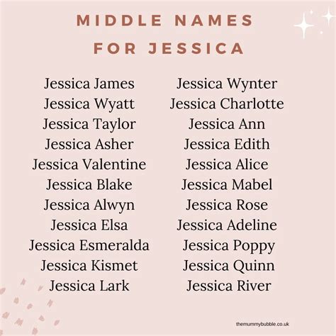 Middle Names For Jessica 300 Combinations That Work The Mummy Bubble