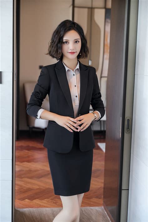 Female Work Business Womens Skirt Suits Set For Women Blazer Office
