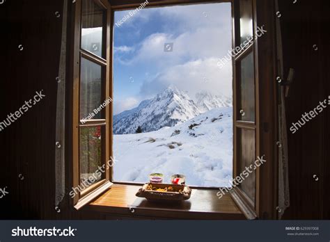 Open Window Views Snowcapped Mountains Stock Photo 629397008 Shutterstock