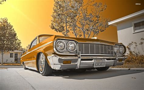 Vintage Brown Car Lowrider Chevrolet Impala Hd Wallpaper Wallpaper