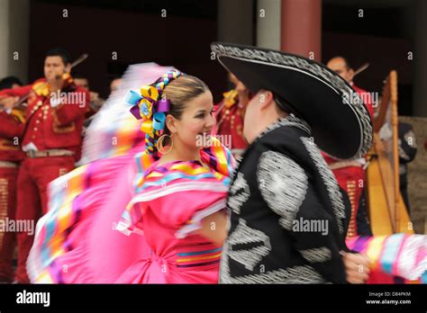 Mexican Mariachi Singers And Dancers Performing In Centennial Square At