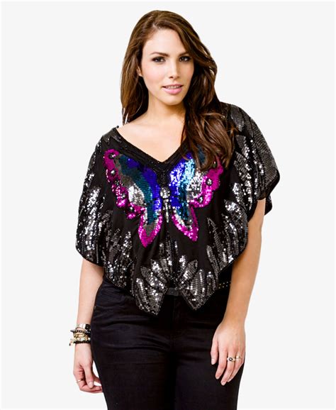 Lyst Forever 21 Butterfly Sequin Top In Purple