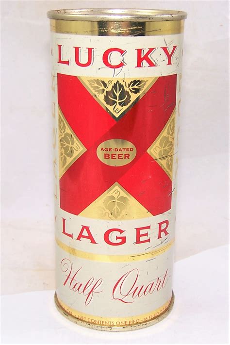 Lot Detail Lucky Lager 16 Ounce Flat Top Beer Can