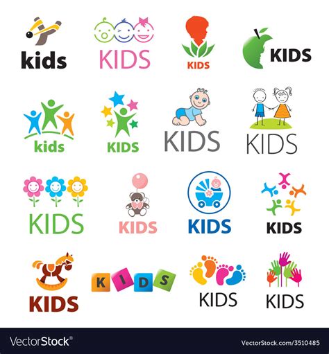 Biggest Collection Logos Children Royalty Free Vector Image