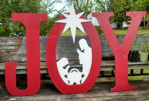 Joy With Nativity Scene Insert Yard Art Decoration Christmas Holiday