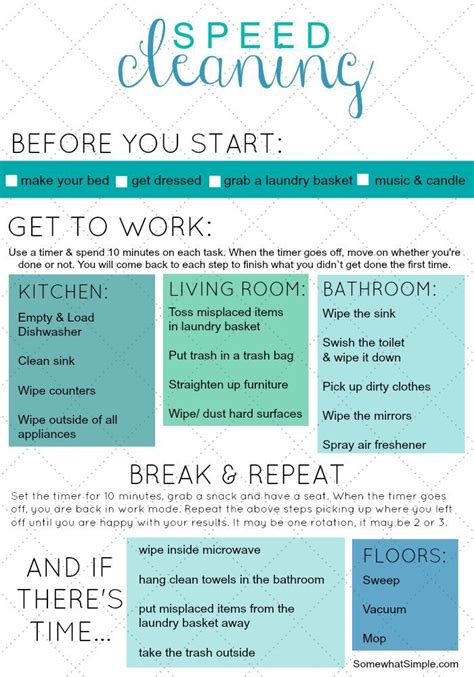Speed Cleaning Checklist Free Printable Cleaning Hacks Speed