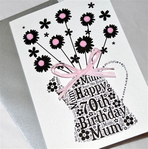 70th Happy Birthday Flower Sparkle Card By Sew Very English