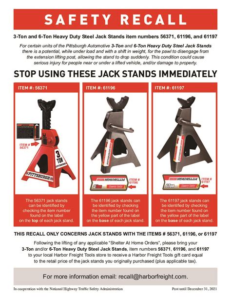 Psa Jack Stand Recall 3 Ton 6 From Harbor Freight Ih8mud Forum