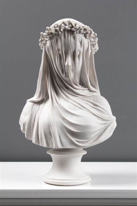Veiled Lady Bust Statue Maiden Marble Sculpture Made In Europe 139