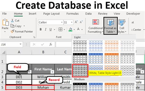 Create Database In Excel How To Create Database In Excel