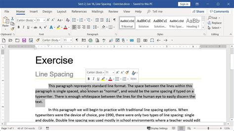 Line Spacing Microsoft Word Basic Goskills