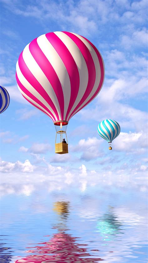 Wallpaper Hot Air Balloons Colorful Reflections Clouds