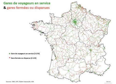 Stations Of The French Rail Network In Service Closed Or Map