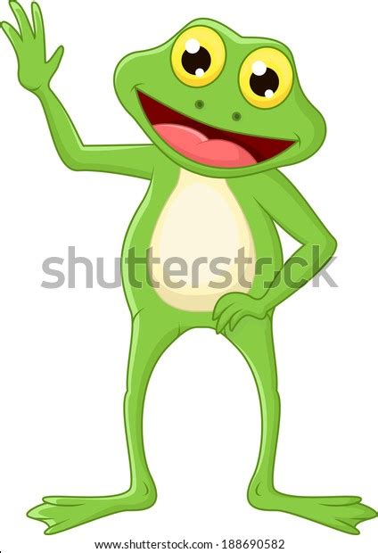 Cute Cartoon Green Frog Waving Hand Stock Vector Royalty Free 188690582