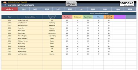 Leave Tracker Excel Template Employee Leave Planner Tool