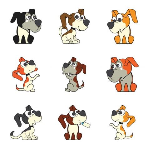 Set Of Cute Cartoon Dog Eps Vector Uidownload