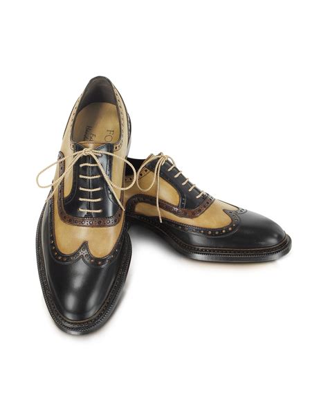 Forzieri Italian Handcrafted Two Tone Wingtip Oxford Shoes Dress