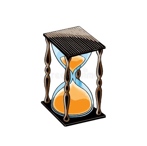 Ink Sketch Of An Hourglass With White Fill Stock Vector Illustration