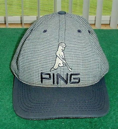 Vintage Ping Man Golf Baseball Hat Cap Houndstooth Embroidered Logo